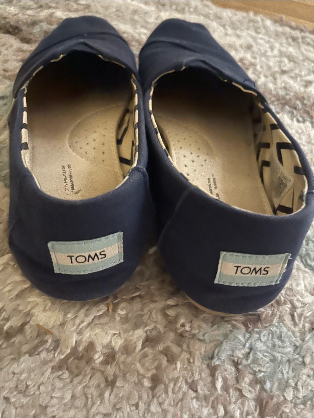 Toms Kids Navy Canvas Slip-Ons with Striped Lining